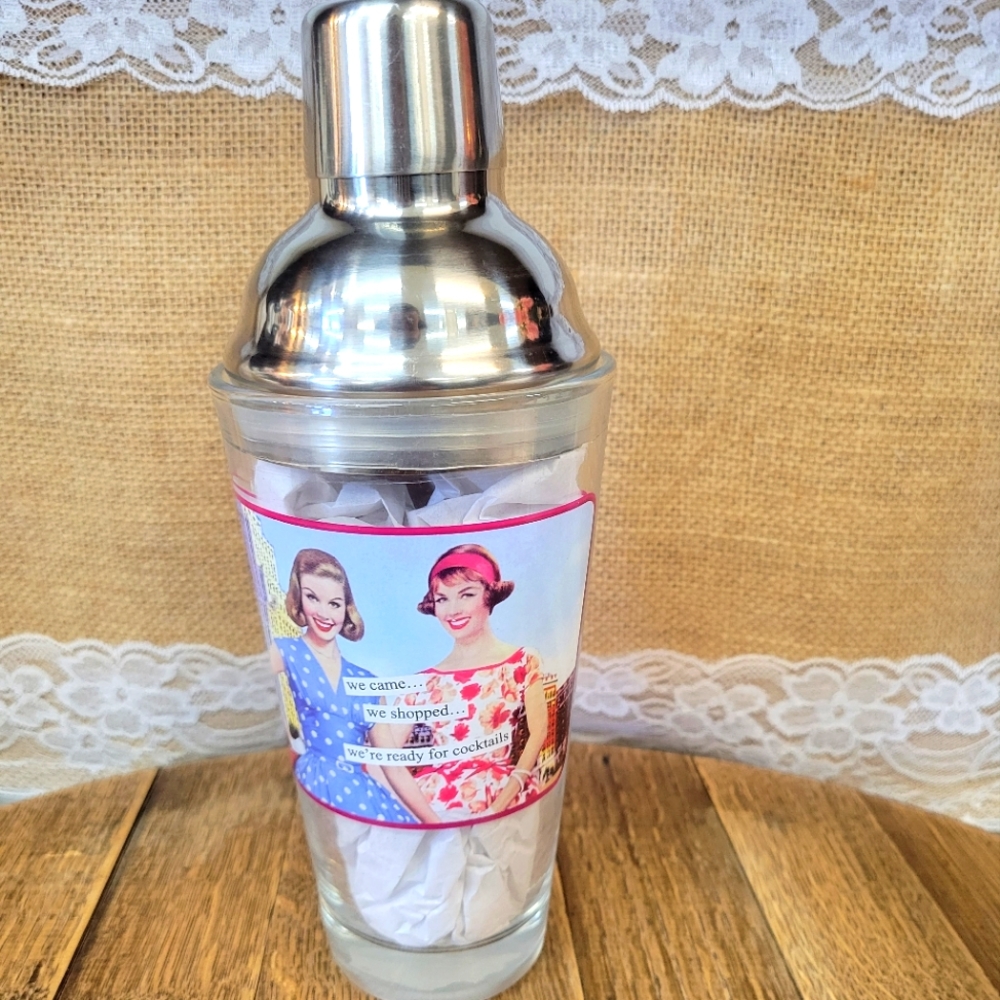 NWOT Anne Taintor Glass Cocktail Shaker